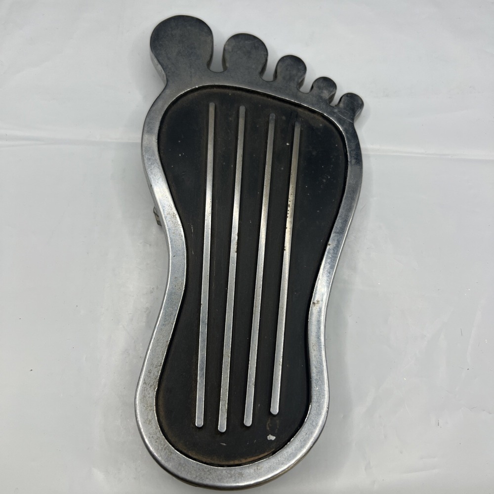 Vintage HOT RAT ROD Big Bare Foot Gas Pedal 1970's Chrome Black #4303-4020